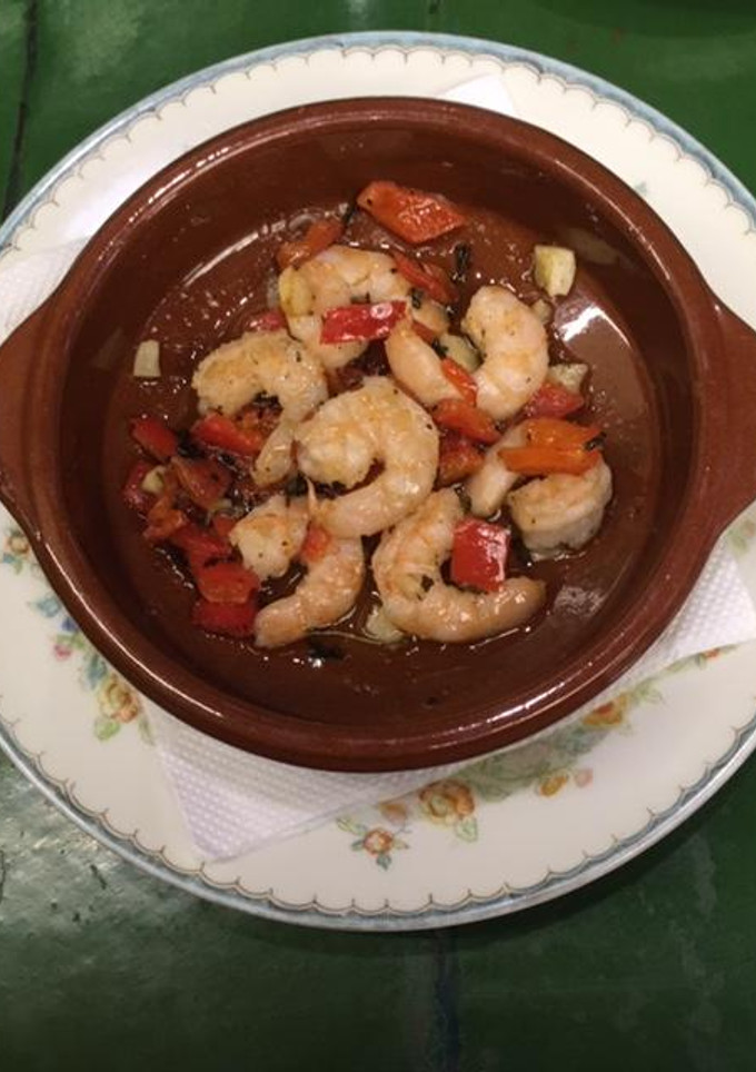 Una foto de Camarones con pimientos