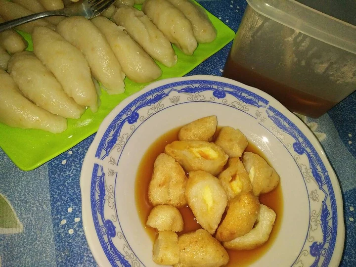 Cara Simple Menyiapkan Resep  Pempek dos ebi kering isi telor yang Bikin Ngiler, Menggugah Selera