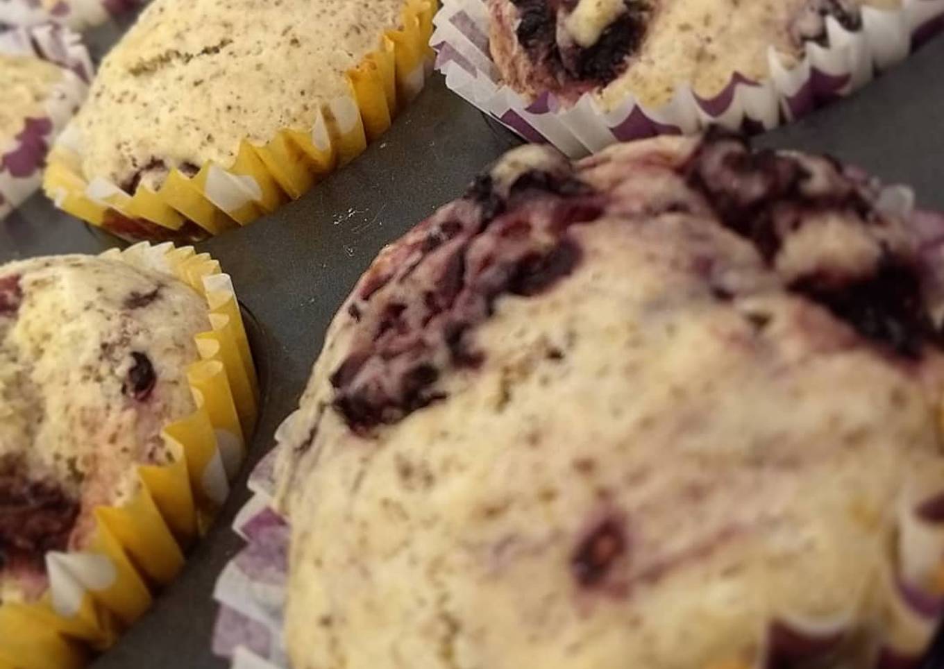 Panquecitos veganos de naranja y zarzamoras