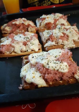 Una foto de Waffles salados!