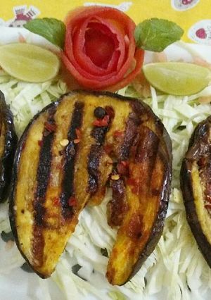 A picture of Spicy grilled brinjals.