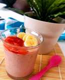 Petit suisse de fresa y plátano fit (sin nata ni azúcar)