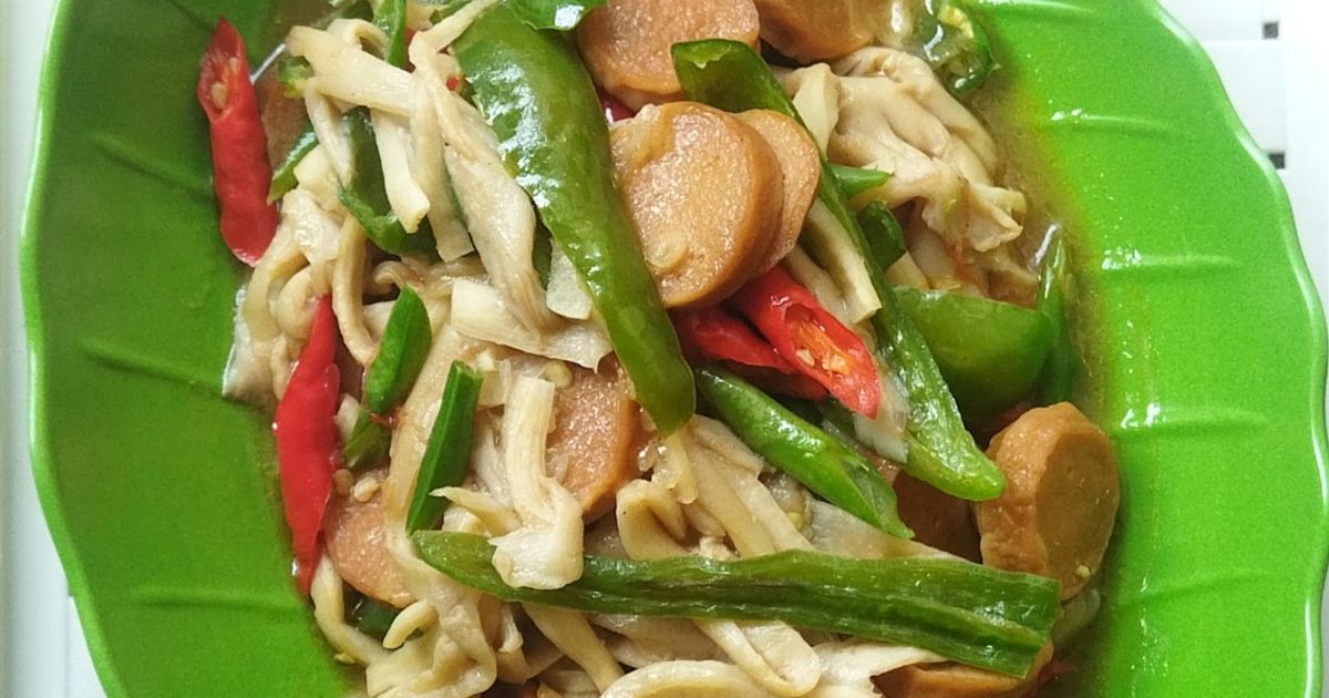 Tumis Jamur Sosis Bumbu Iris
