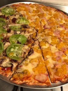 Una foto de Mi estilo de piña y berenjenas para pizza