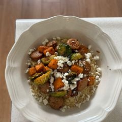 Lemon Feta Andouille Chicken Sausage Orzo Bowls A picture of Lemon Feta Andouille Chicken Sausage Orzo Bowls.