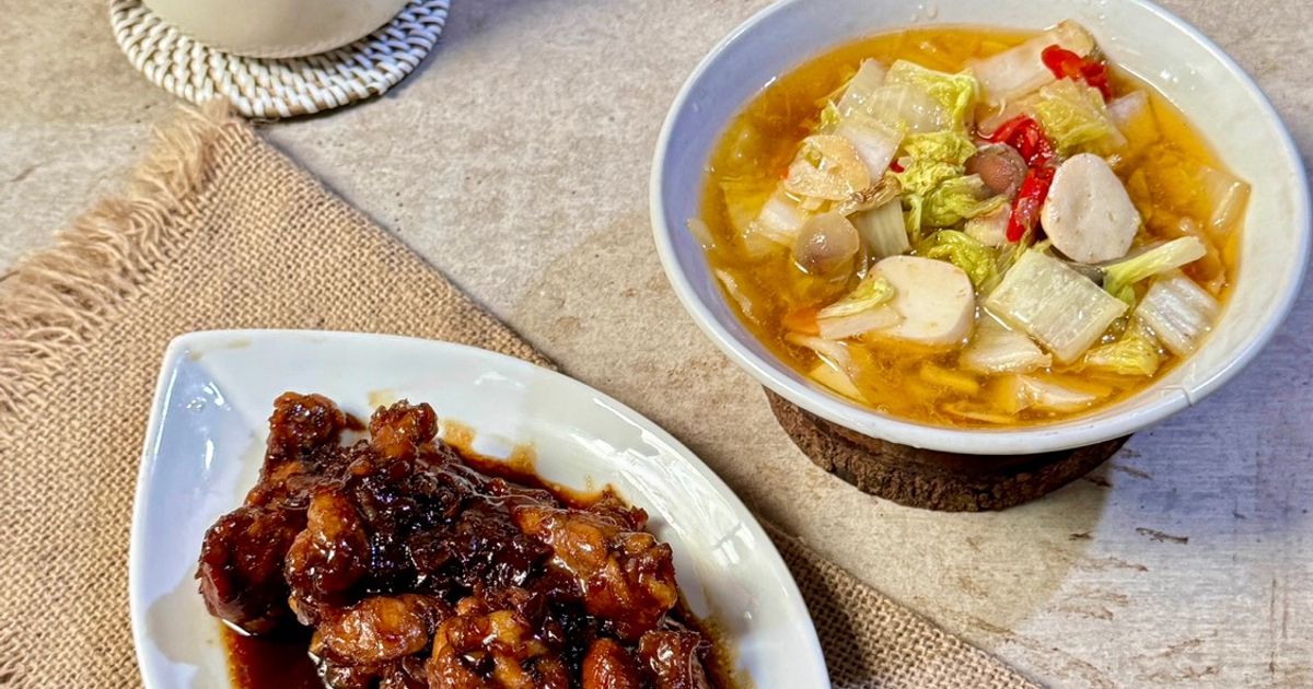 Menu Makan Malam (Tumis Sawi, Ayam Kecap Mentega, Bajigur)
