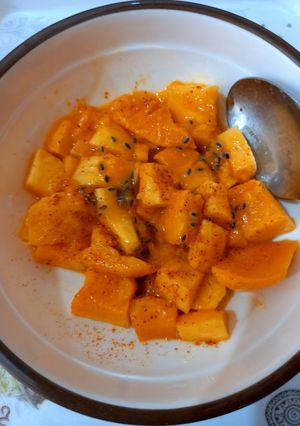 A picture of Mango cubes with balangoo🥭🥭.