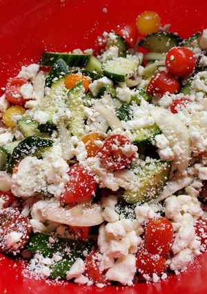 A picture of Cucumber-Tomato salad.