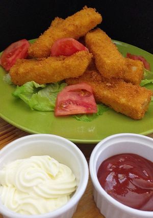 Una foto de Bastoncitos de polenta en panko