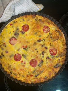 Una foto de Quiche de coliflor, cecina y queso de cabra