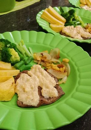 Foto resep Beef steak saus carbonara