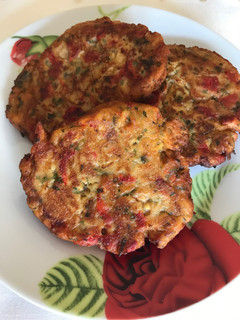 Una foto de Hamburguesas vegetales de pimiento y berenjena