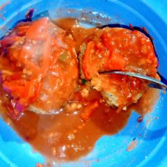 A picture of Potato Cakes with Tomato Sauce Dipping.