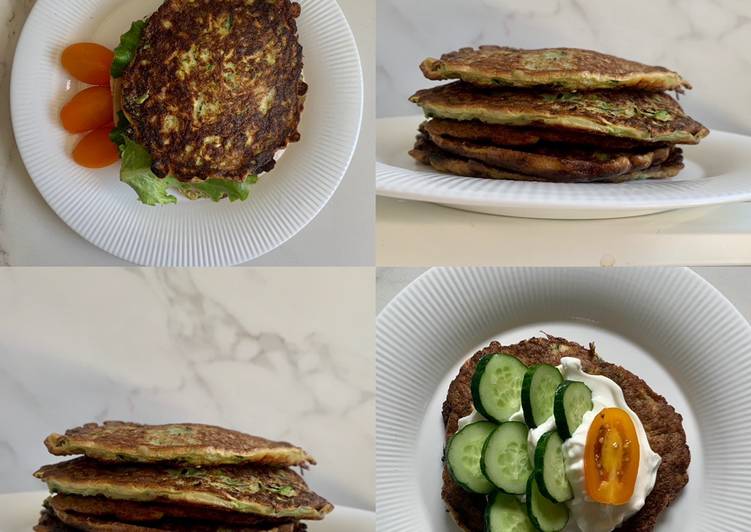 10 minute Savory Zucchini Pancakes #cegetarian #paleo #low carb #grain-free #gluten-free