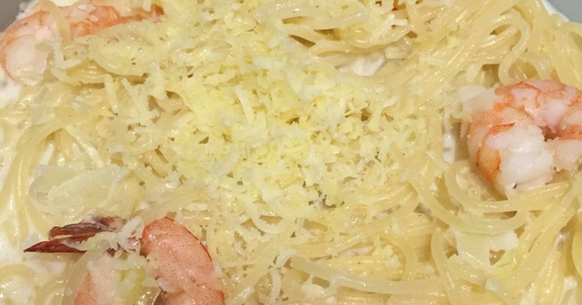 Resep Spaghetti Carbonara Udang oleh tata Cookpad