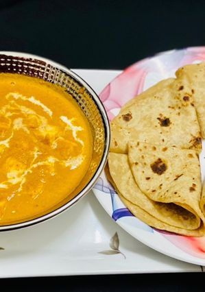 A picture of Chappathi/ paneer butter masala / Healthy breakfast for kids.