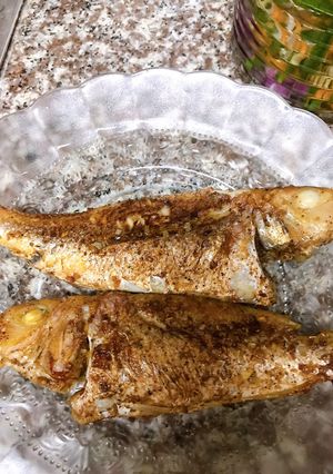Hình của món Cá đổng chiên muối sả.