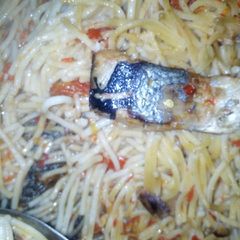 Concoction spagetti and fish A picture of Concoction spagetti and fish.
