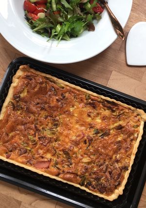 A picture of Ham, Leek and Cheese Quiche.