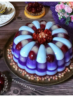 Foto resep Puding Cherry Bunga Telang Longan