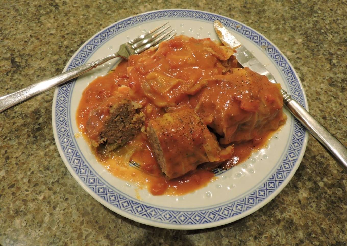 Polish Stuffed Cabbage Rolls (Gołąbki) or Stuffed Green Peppers