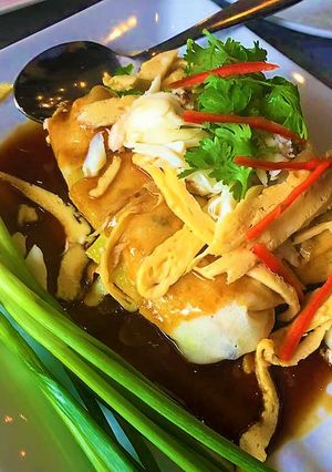 A picture of Fresh Spring Rolls with Red Pork-Style Sauce.