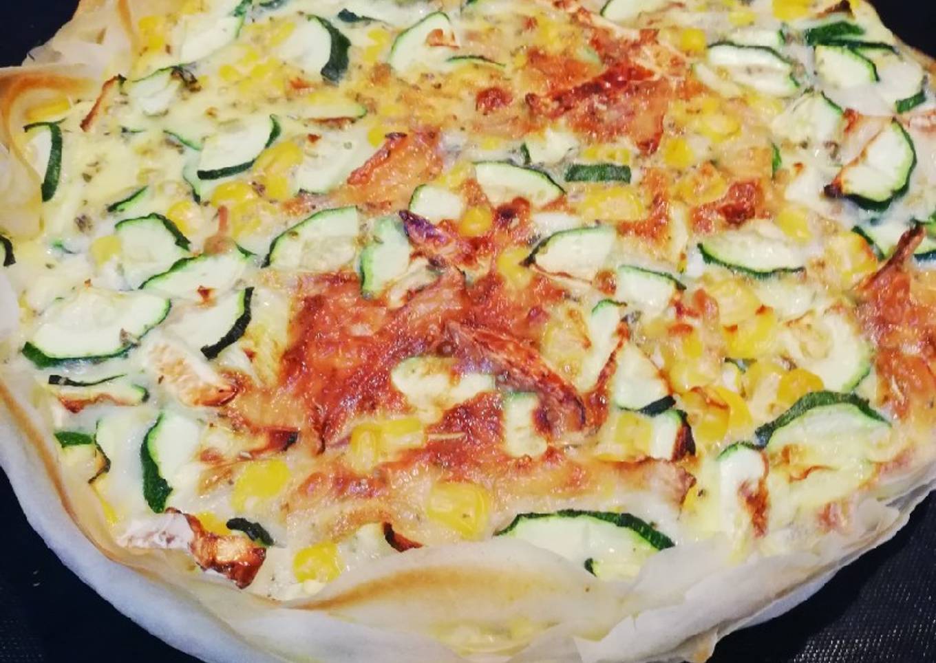 Quiche thon courgettes mais et chèvre