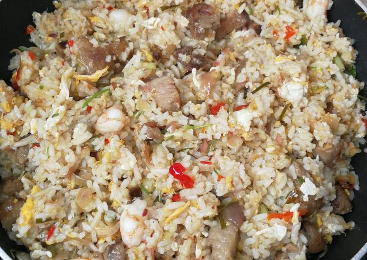 Bagaimana Menyiapkan Nasi goreng seafood + daging B1 (non halal) , Sempurna