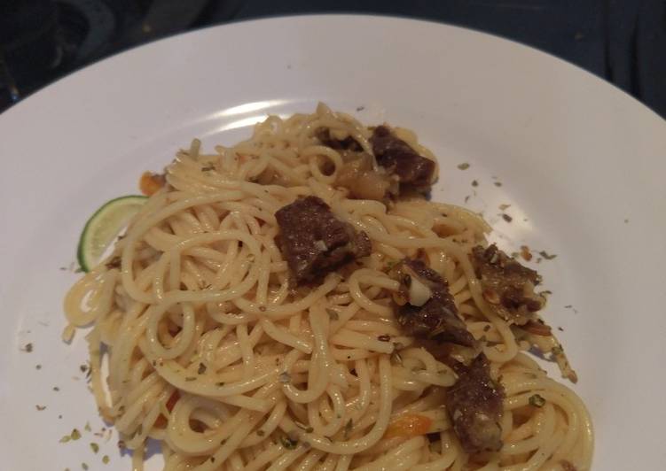 Spaghetti Aglio Olio Pedas + iga So Simpel #dirumah