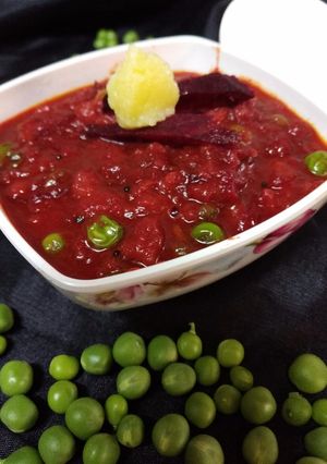 A picture of Potato beetroot bhaji.