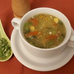 A picture of Chinese Veg Sweet Corn Soup.
