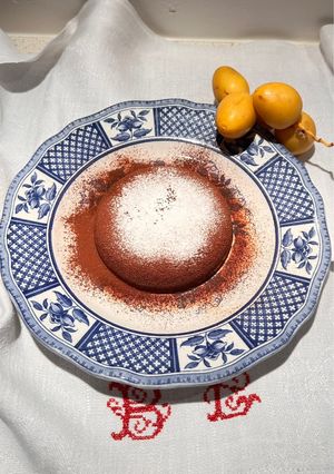 Una foto de Pudding de caqui y cacao