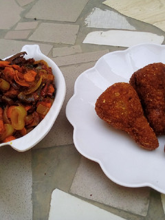 A picture of Meat Stuffed Potatoe Drumsticks with Catfish sauce.