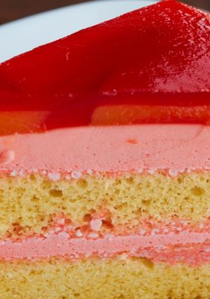 Una foto de Postre de gelatina y ponque