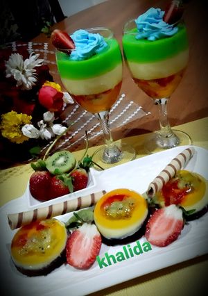 A picture of Fruity jello dessert.
