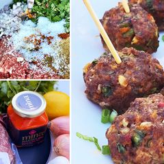 Spicy Wagyu Beef and Harissa Meatballs with Dip A picture of Spicy Wagyu Beef and Harissa Meatballs with Dip.