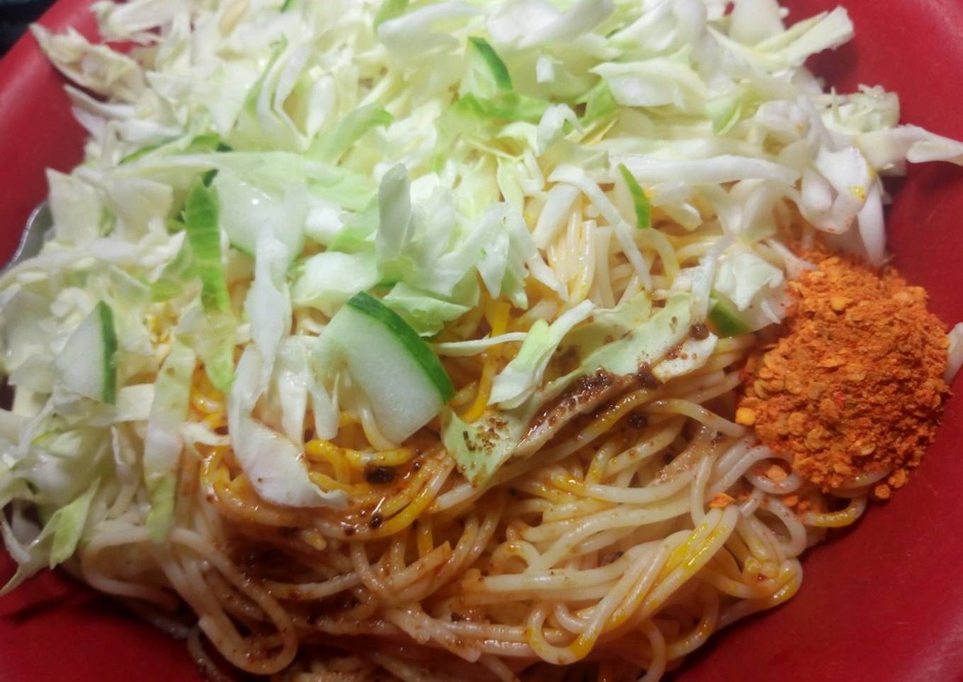 My garnished spaghetti with cabbage #kano#