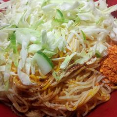 A picture of My garnished spaghetti with cabbage #kano#.