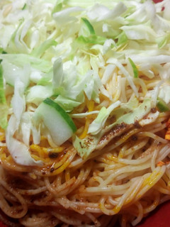 A picture of My garnished spaghetti with cabbage #kano#.