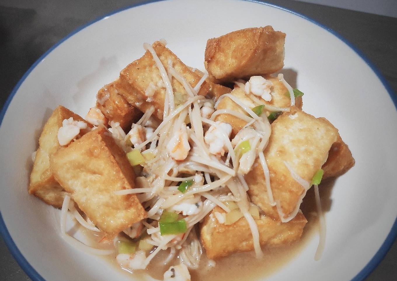 Tumis Tahu Udang Jamur Enoki