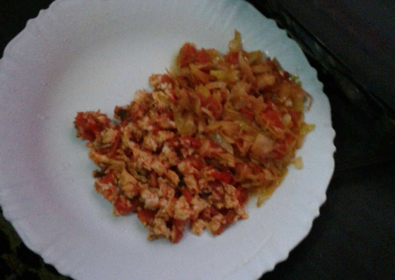 Scrambled eggs and cabbage