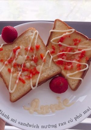 Hình của món Bánh mì nướng rau củ phô mai - ăn dặm.