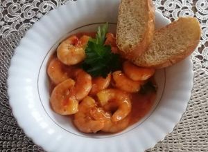 Zdjęcie przepisu Krewetki w sosie słodkim chilli.