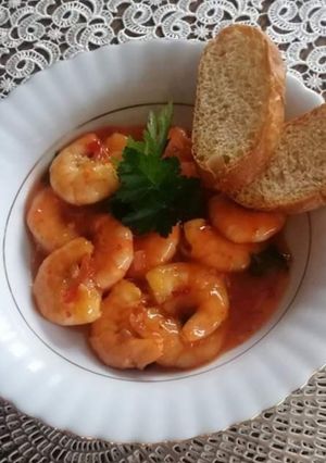 Zdjęcie przepisu Krewetki w sosie słodkim chilli.