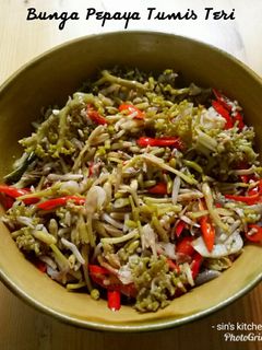 Foto resep Bunga pepaya tumis teri