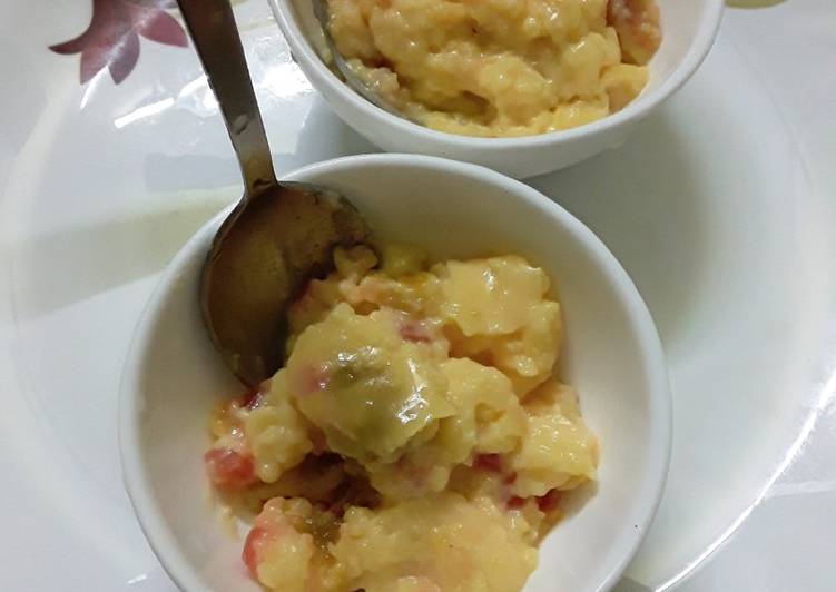 Easiest Way to Prepare Favorite Custard with tutti fruities and mango jelly
