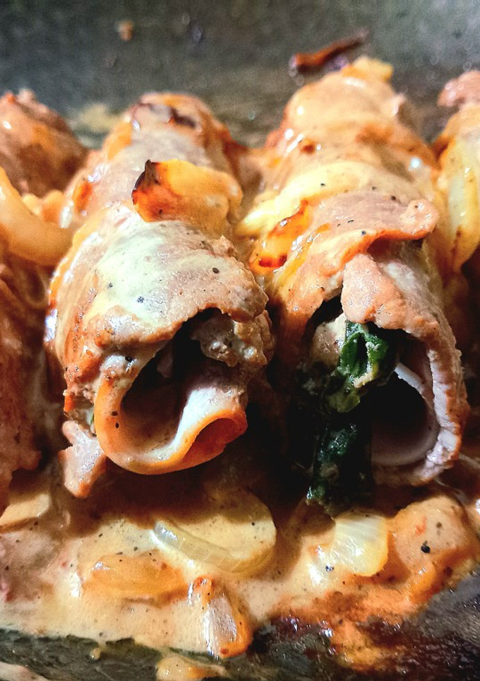 Una foto de Rollitos de Filete de res rellenos con Espinacas y queso panela