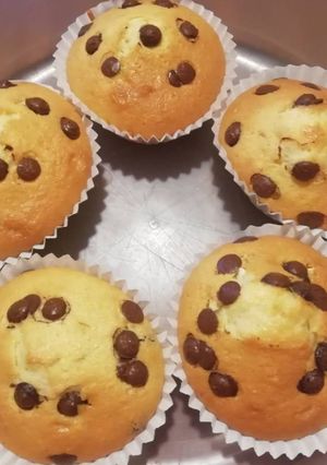 Una foto de Magdalenas con pepitas de chocolate
