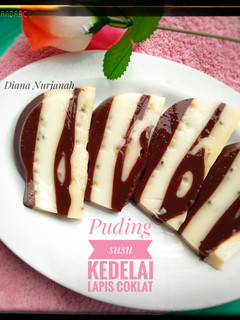 Foto resep Puding Susu Kedelai Lapis coklat