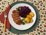 Lassúfőzőben konfitált libamell 🍖 almás lilakáposztával 🍎💜